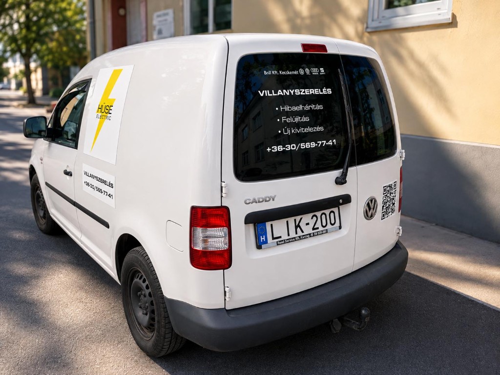 Hüse Electric szolgáltatóautó – villanyszerelés Debrecen